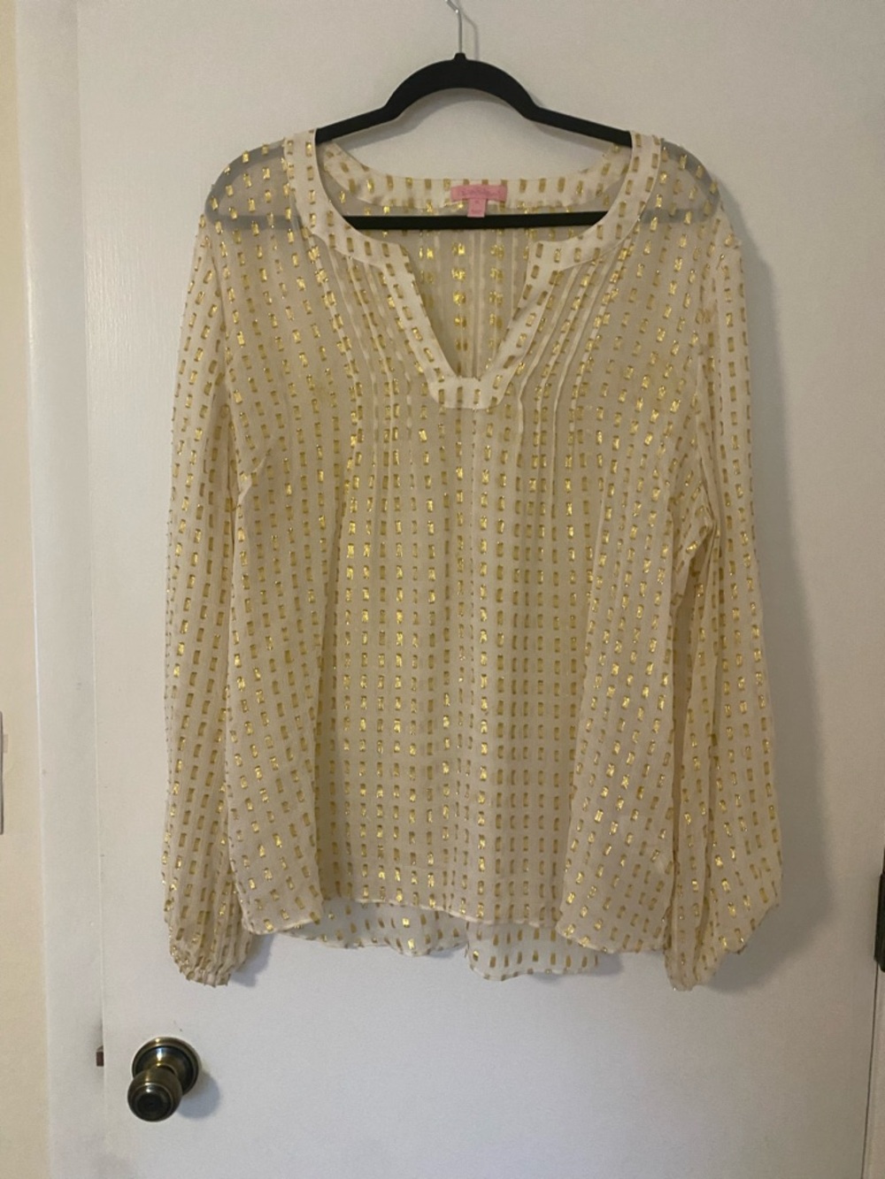 Lily Pulitzer gold and cream blouse